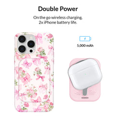 Posie Pink Bow Portable MagSafe Charger Power Pack