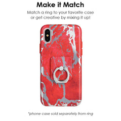 Red Marble Silver Chrome Phone Ring