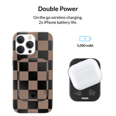 Mocha Vibe Checkered Portable MagSafe Charger Power Pack