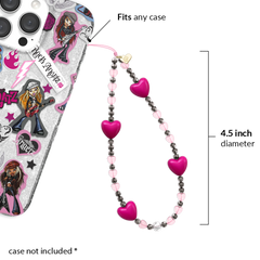 Pink & Black Heart Phone Charm