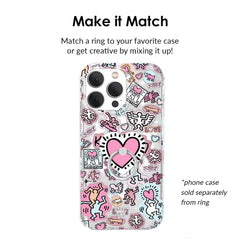 Keith Haring Pink Heart Phone Ring
