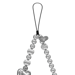 Metallic Silver Heart Phone Charm