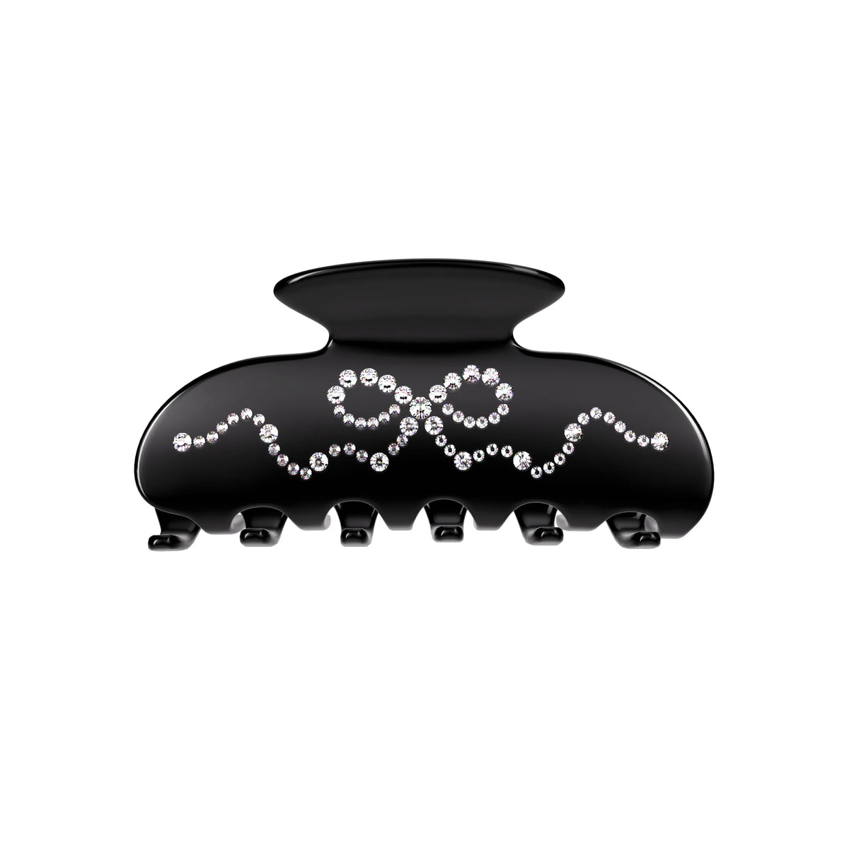Black Crystal Bow Hair Clip