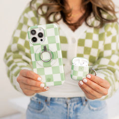 Pistachio Vibe Checkered AirPod Case