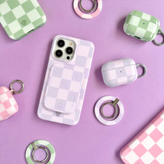 Lilac Vibe Checkered Portable MagSafe Charger Power Pack